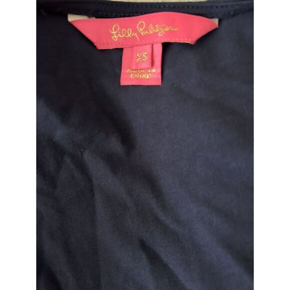 Lilly Pulitzer "Misha" Navy Blue Rayon Wrap Dress Size XS Designer - Picture 4 of 5